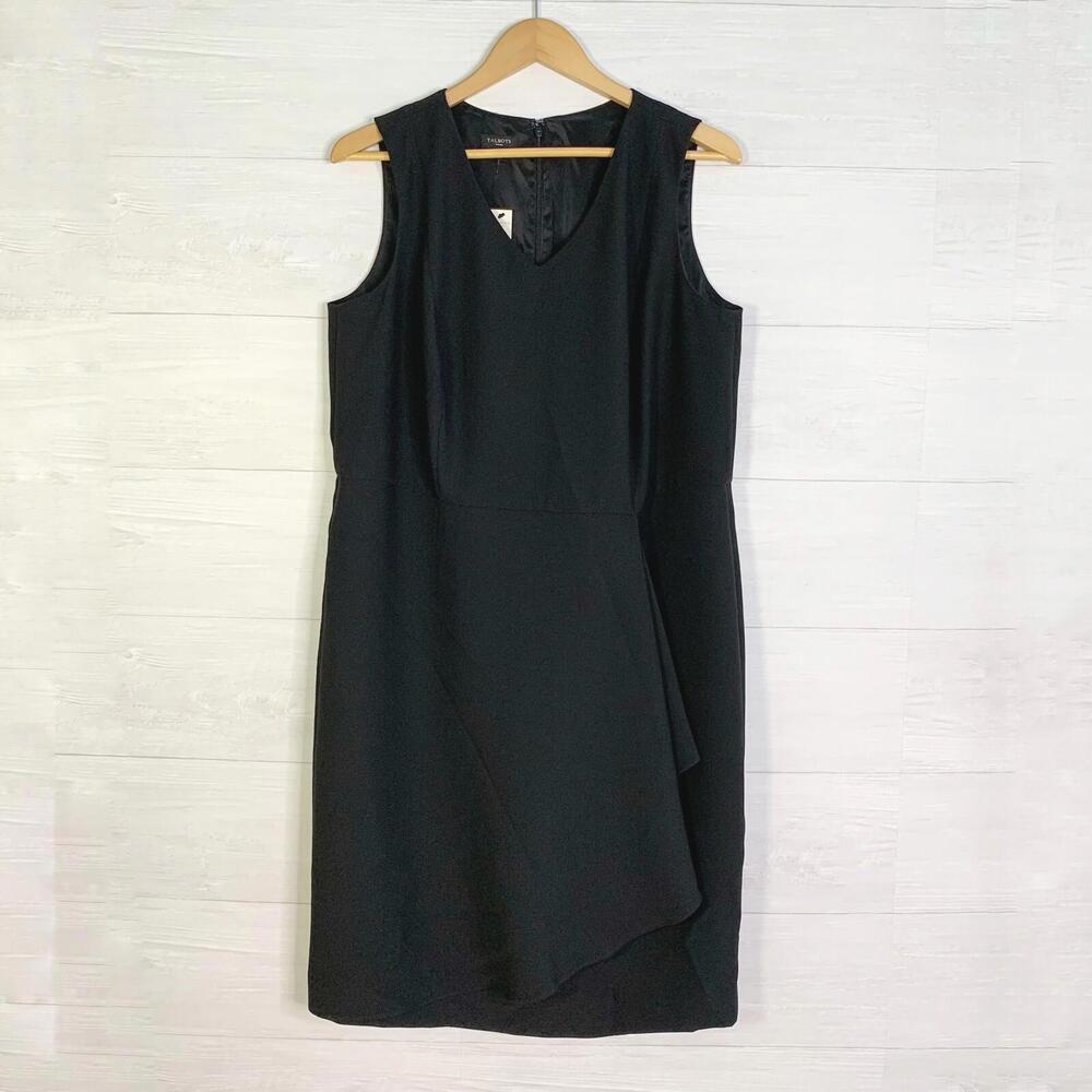 NWT Talbots Woman - Black sheath dress with faux wrap skirt, sz 12W
